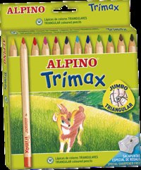 MAXILÁPICES TRIANGULARES DE MADERA ALPINO TRIMAX Box 12  colores con Sacapuntas